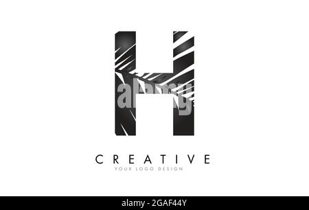 Black Leaf H letter logo design with palm tree leaf detail vector illustration. Creative and elegant icon. Stock Vector