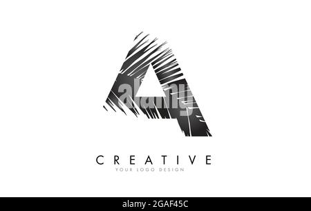 Black Leaf A letter logo design with palm tree leaf detail vector illustration. Creative and elegant icon. Stock Vector