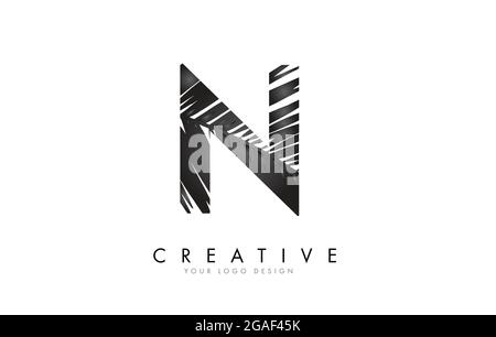 Black Leaf N letter logo design with palm tree leaf detail vector illustration. Creative and elegant icon. Stock Vector