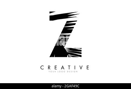 Black Leaf Z letter logo design with palm tree leaf detail vector illustration. Creative and elegant icon. Stock Vector