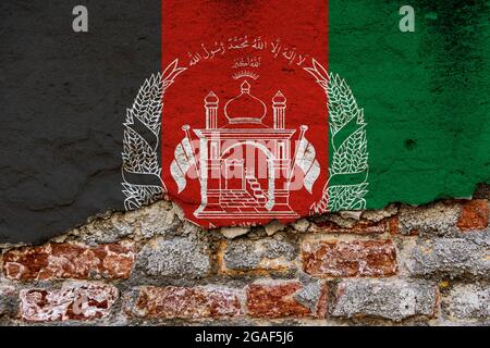 Painted flag of Afghanistan on the concrete wall Stock Photo - Alamy