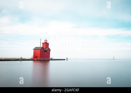 Big Red Lighthouse in Holland, MI Stock Photo