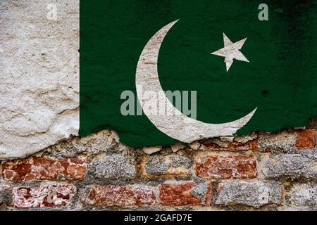Flag of Pakistan painted on brick wall, background texture Stock Photo ...