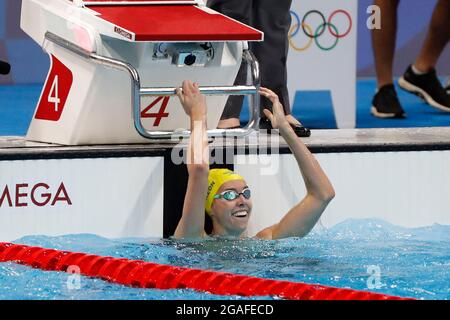 Tokyo, Kanto, Japan. 30th July, 2021. Emma McKeon (AUS) after the women's 100m freestyle final during the Tokyo 2020 Olympic Summer Games at Tokyo Aquatics Centre. (Credit Image: © David McIntyre/ZUMA Press Wire) Stock Photo