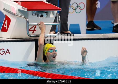 Tokyo, Kanto, Japan. 30th July, 2021. Emma McKeon (AUS) after the women's 100m freestyle final during the Tokyo 2020 Olympic Summer Games at Tokyo Aquatics Centre. (Credit Image: © David McIntyre/ZUMA Press Wire) Stock Photo