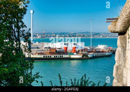 Weymouth, Dorset, UK - October 10 2018: The Paddle Steamer Waverley docked in Weymouth Harbour Stock Photo