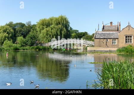 Chinese Bridge over River Great Ouse, The Causeway, Godmanchester, Cambridgeshire, England, United Kingdom Stock Photo