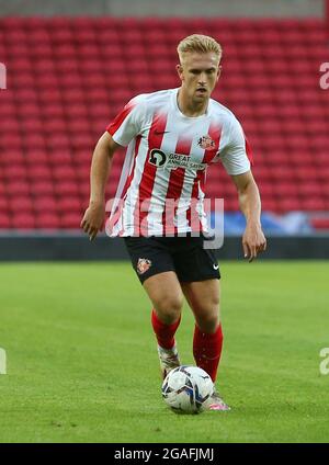 Sunderland, UK. JULY 30TH Sunderland's Ollie Younger during the Pre-season Friendly match between Sunderland and Hull City at the Stadium Of Light, Sunderland on Friday 30th July 2021. (Credit: Michael Driver | MI News) Credit: MI News & Sport /Alamy Live News Stock Photo