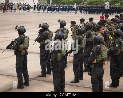 Lima, Peru. 30th July, 2021. Soldiers in formation participating on ...