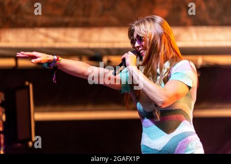 Lulworth Castle, Dorset, UK. 30th July 2021, Becky Hill headlining the main stage at Camp Bestival, Credit J Houlbrook Credit: James Houlbrook/Alamy Live News Stock Photo