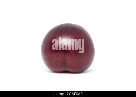 Fresh red shiny plum isolated on white background Stock Photo