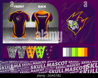 Falcon head mascot logo for esports team, with Jersey and lanyard template design Stock Vector