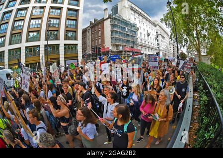 The Official Animal Rights March, London, 2018. Vegan Activists marching through UK’s capital city on 25th August 2018 Stock Photo