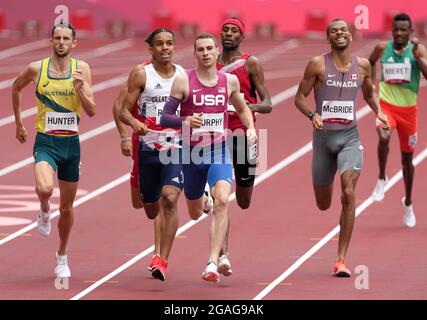 Great Britain's Daniel Rowden (second left) in the Men's 800m Heat 3 at Olympic Stadium on the eighth day of the Tokyo 2020 Olympic Games in Japan. Picture date: Saturday July 31, 2021. Stock Photo