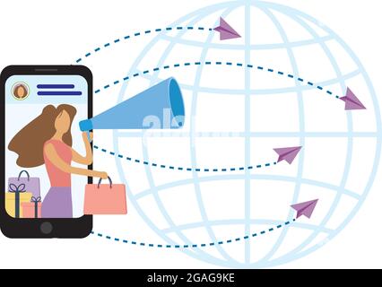 selling online globally - digital influencer concept Stock Vector