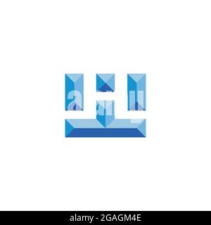 letter h w negative space 3d simple vector Stock Vector