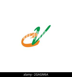 letter cv simple swoosh arrow colorful logo vector Stock Vector