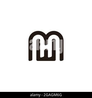 letter mh simple linear flat geometric logo vector Stock Vector