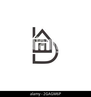 letter b home shape simple geometric line logo vector Stock Vector