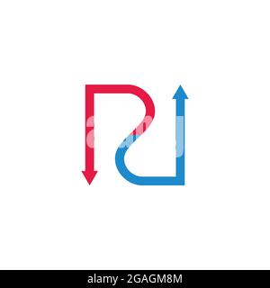 letter rd colorful opposite arrows logo vector Stock Vector