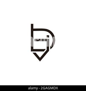 letter bj lowercase simple geometric logo vector Stock Vector