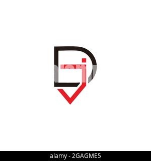 letter dj simple geometric linked line logo vector Stock Vector