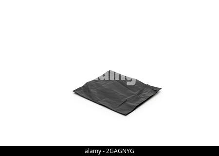 Isolated Black Postal Package from shopping online, is delivered to the buyer. It's shot in the studio light in front of white background Stock Photo