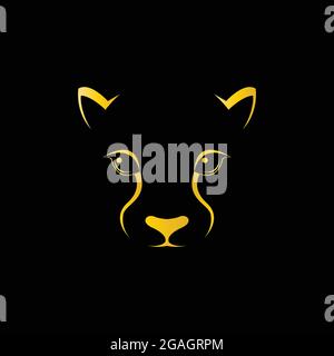Vector image of an cheetah face on black background Stock Vector