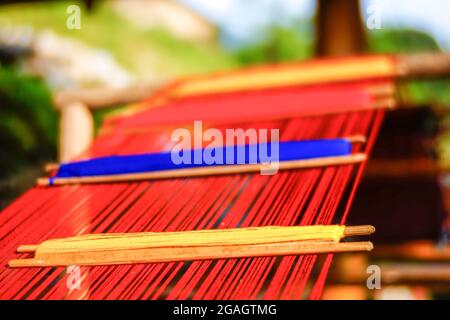 Traditional weaving in Pu Luong village Thanh Hoa province northern Vietnam Stock Photo