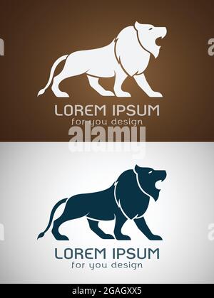Vector image of an lion design on white background and brown background, Logo, Symbol Stock Vector
