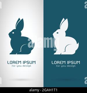 Vector image of a rabbit design on white background and blue background, Logo, Symbol,  Banners Stock Vector