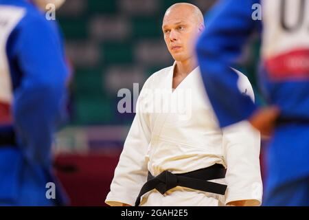 Tokyo, Japan. 31st July, 2021. Henk Grol of the Netherlands competing on Mixed Team Quarterfinals during the Tokyo 2020 Olympic Games at the Nippon Budokan on July 31, 2021 in Tokyo, Japan (Photo by Yannick Verhoeven/Orange Pictures) NOCNSF Credit: Orange Pics BV/Alamy Live News Stock Photo