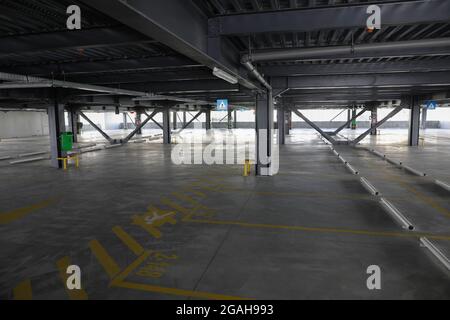 Bucharest, Romania - July 29, 2021: Empty multileveled parking lot. Stock Photo