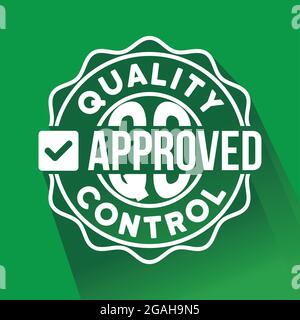 quality control approved concept. with long shadow and check mark vector illustration Stock Vector
