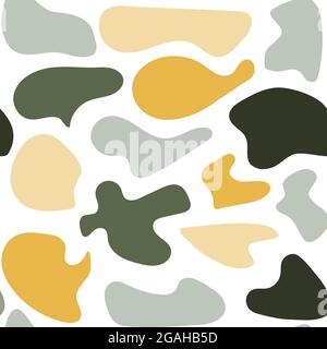 Yellow and green seamless pattern. Hand drawn various shapes and doodle objects. Abstract contemporary modern trendy vector illustration. Stamp texture. Every pattern is isolated. Vector illustration Stock Vector