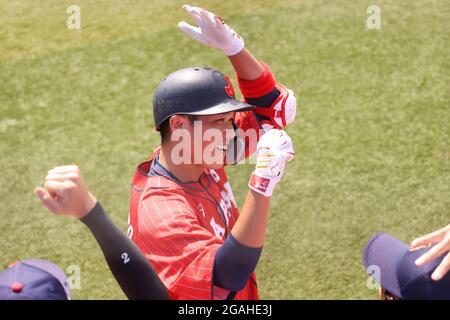 Kanagawa, Japan. 31st July, 2021. Hayato Sakamoto (JPN) Baseball : Opening Round Group A game between Japan - Mexico during the Tokyo 2020 Olympic Games at the Yokohama Baseball Stadium in Kanagawa, Japan . Credit: YUTAKA/AFLO SPORT/Alamy Live News Stock Photo