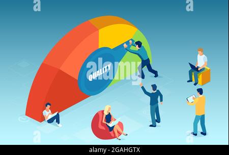 Vector of a group of people company employees improving service quality Stock Vector