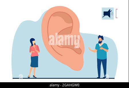 Vector of a young deaf man and a woman communicating with hand gestures Stock Vector