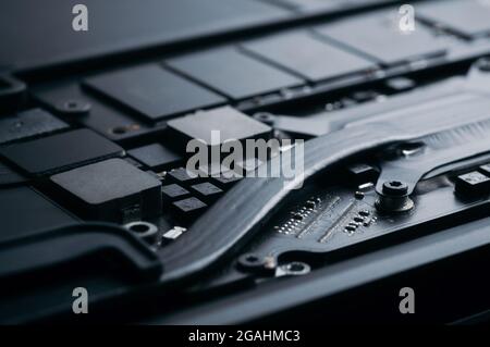 close up part of motherboard from laptop computer Stock Photo