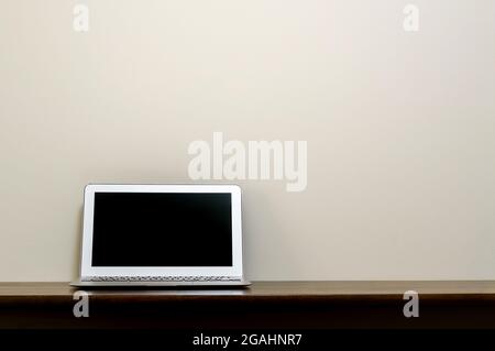 laptop on table waiting for someone put some great idea on it Stock Photo