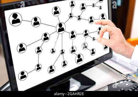 Social network concept shown on a computer screen Stock Photo