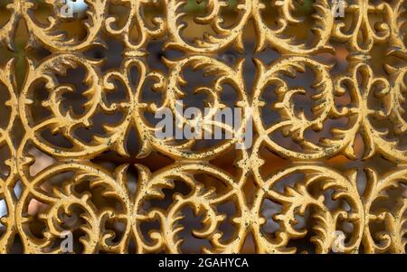Golden Pattern, Arabesque Background, Window and Door Texture, Stock Photo