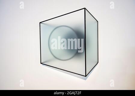 Abstract background connection with geometric cubes Stock Photo