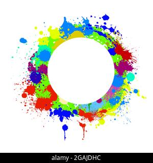 Round frame of multi-colored paint spots. Vector Stock Vector