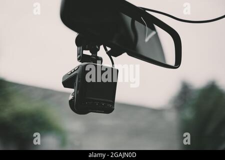 Front camera car recorder . Close up Stock Photo