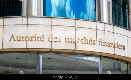 Exterior view of the Autorité des Marchés Financiers (AMF), French administrative authority in charge of the regulation of financial markets Stock Photo