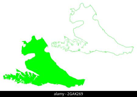 Isla Grande de Tierra del Fuego island (Argentine Republic, Republic of Chile, South and Latin America) map vector illustration, scribble sketch map Stock Vector