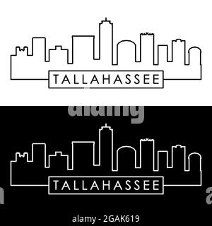 Tallahassee skyline. Linear style. Editable vector file. Stock Vector