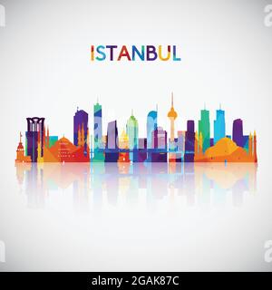 Istanbul skyline silhouette in colorful geometric style. Symbol for your design. Vector illustration. Stock Vector