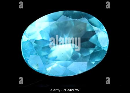 Natural blue apatite. Macro photo of apatite Stock Photo